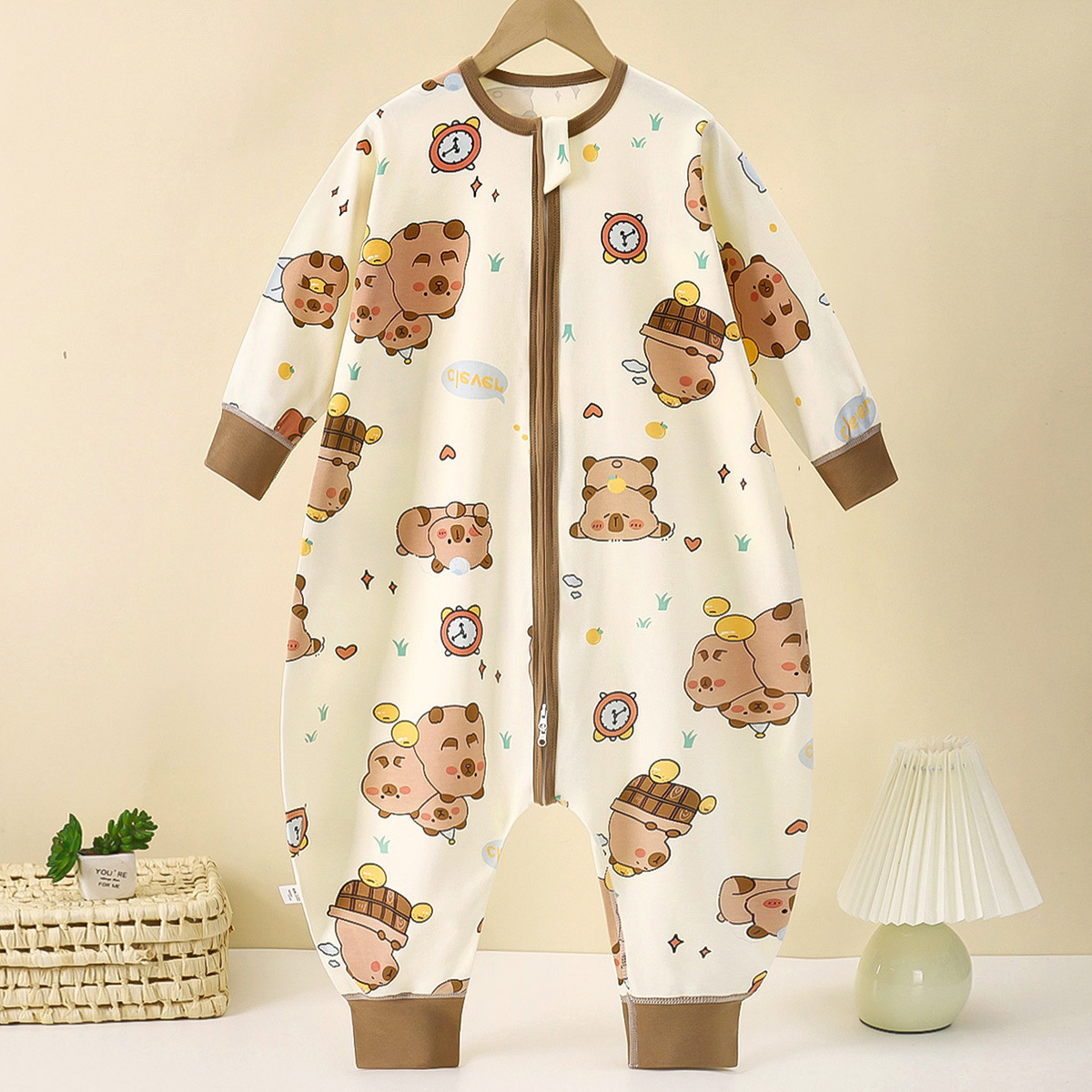 Children's pure cotton sleeping bag children's home nightgown baby cotton wool three-head zipper anti-kick suit supports a generation of hair