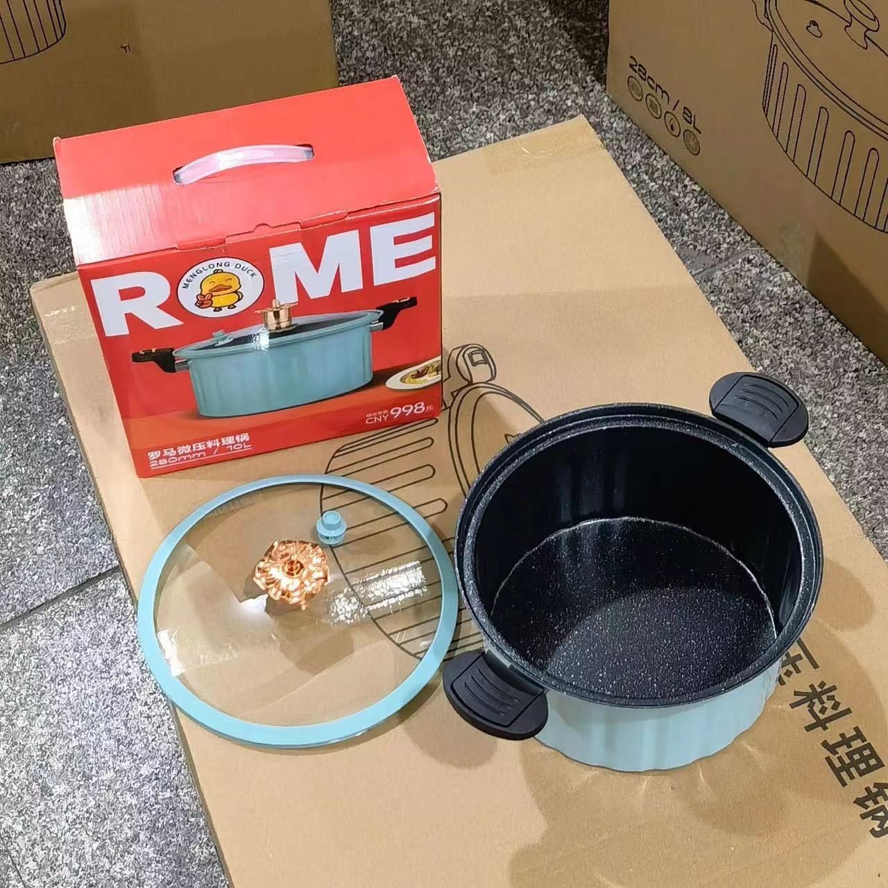 New Roman Pressure Cooker for Home Use, Large Capacity Soup Pot, Double-Handle Multifunctional Roman Pot, Enamel Soup Pot, Stew Pot