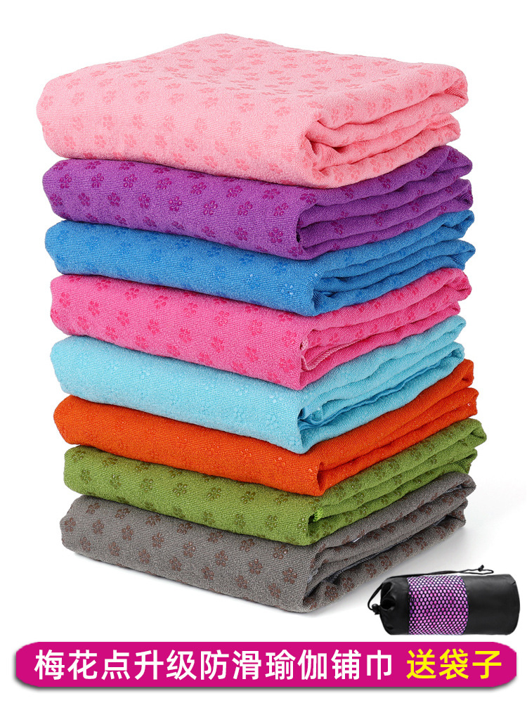 Утолщенное полотенце для йоги с цветком сливы, антискользящее, впитывающее пот, портативное, стираемое в машине