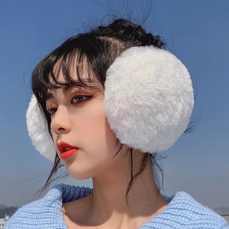 Warm Earmuffs for Women in Winter, Cute and Simple Earmuffs, Anti-Freeze Ear Covers, Korean Style Plush Earbags, Foldable for Students