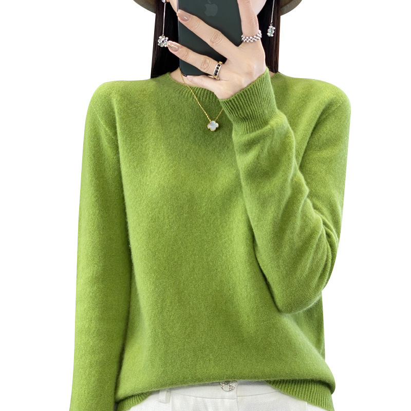 First-line garment round neck woolen sweater women's skin-friendly simple sweater autumn and winter New seamless one-piece bottoming sweater