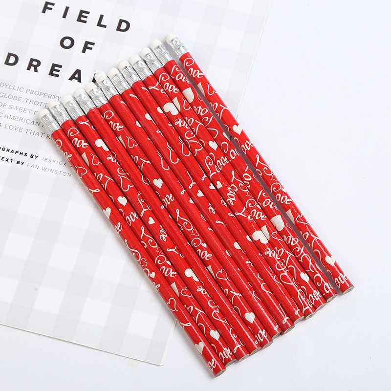 Valentine's Day Pencil Love Pencil Eraser Pencil Sharpener HB shrink film Christmas Halloween student writing pen