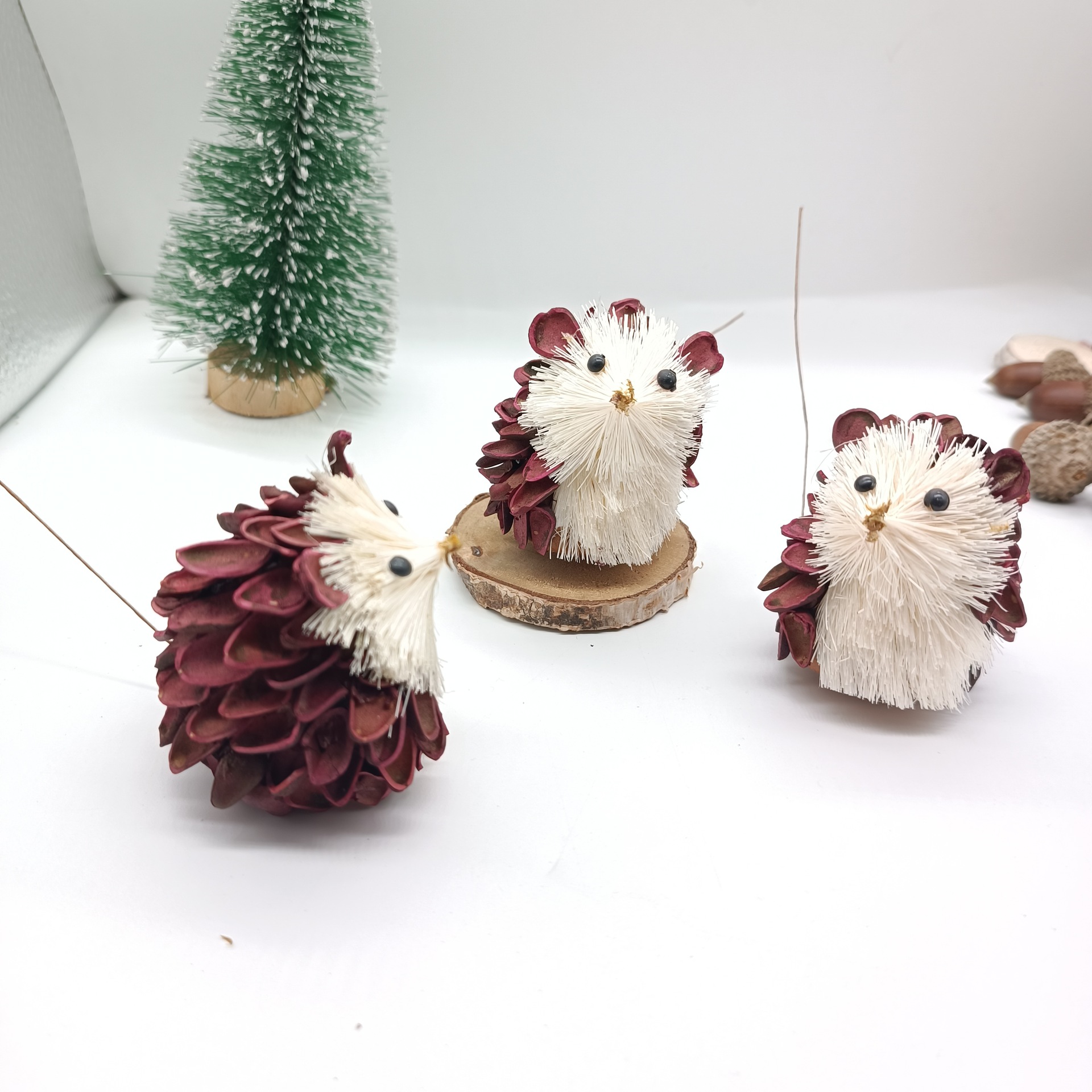 Simulation Plant Hedgehog Ornaments Straw Owl Ornaments Kindergarten Classroom Decoration Desktop Handmade DIY Material