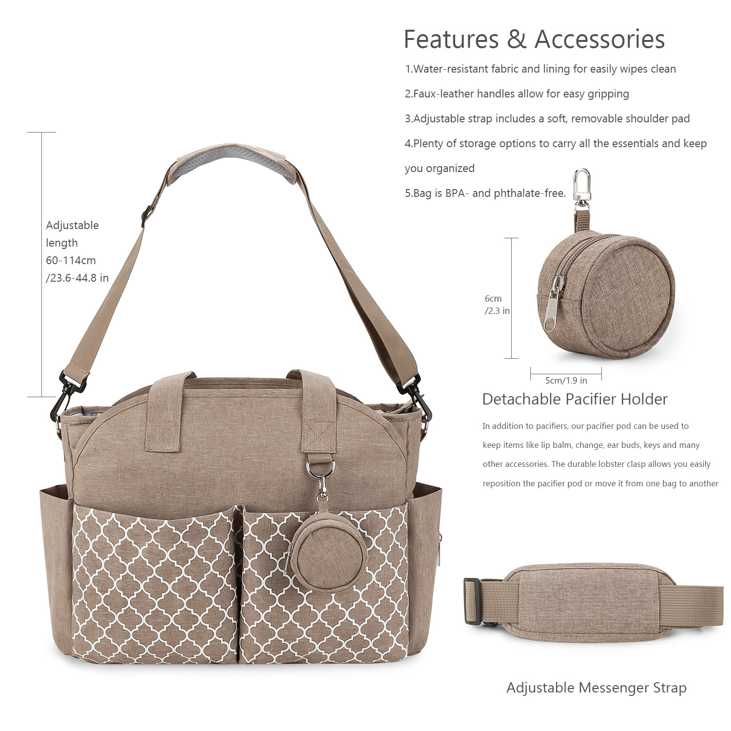 New Portable Shoulder Mummy Bag Printing Geometric Pacifier Bag Mother and Child Travel Outdoor Mother Bag