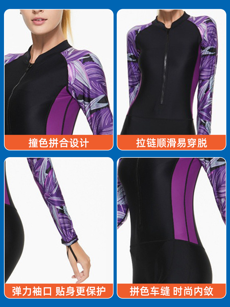 Warm New One-Piece Swimsuit for Women, Surfing Suit, Wetsuit, Long-Sleeved Swimsuit for Women, Sun Protection Jellyfish Suit, Slimming Diving Suit