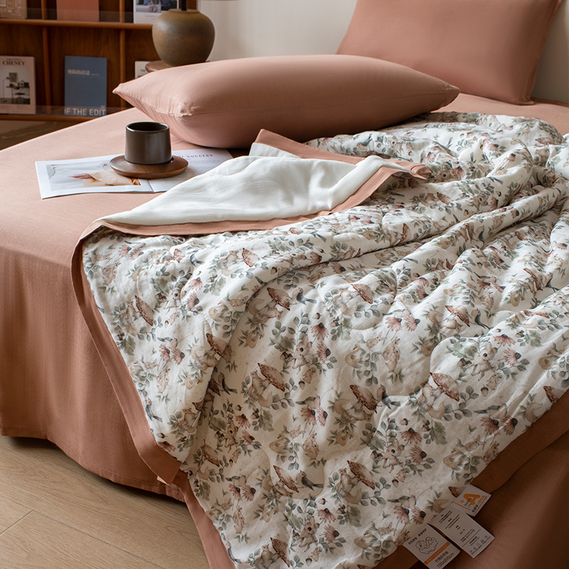 Baby Toddler Adult Bamboo Fiber Summer Blanket Ice Silk Blanket Thin Air-conditioning Blanket Sofa Blanket Cover Kindergarten Baby Nap