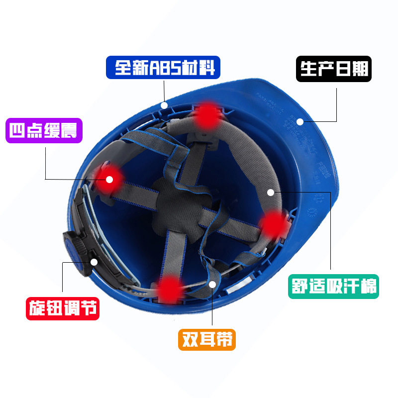 Customized Construction Site Safety Helmet Thickeneded Abs National Standard Test Breathable Anti-Smash Fiberglass Manufacturer Printed Construction Labor Insurance