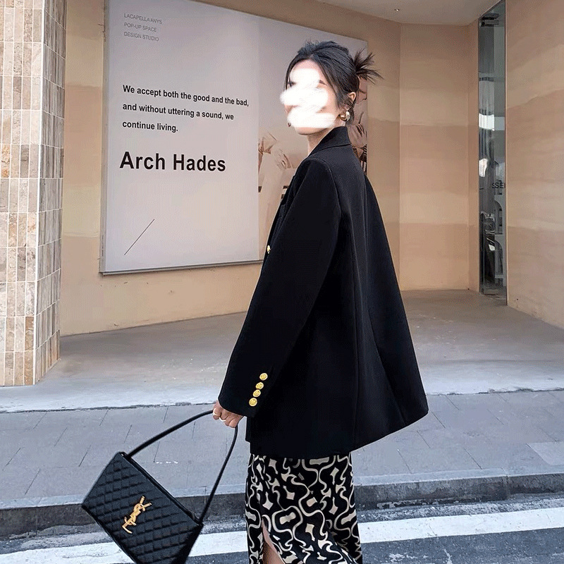 2024 new large size fat mm metal buckle temperament small suit jacket solid color suit spring and autumn [6617]]