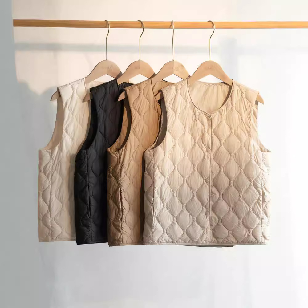 Спот 2025, маленький клетчатый жилет для женщин, без воротника, легкий, V-образный вырез, жилет