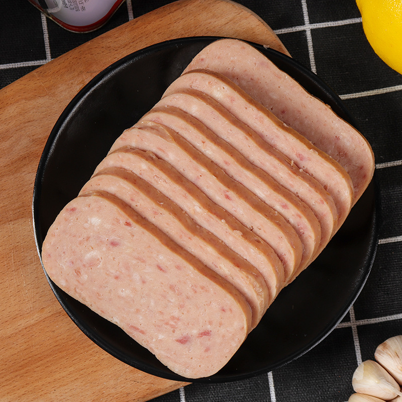 Shanghai Meilin Canned Lunch Meat 340g Spicy Hot Pot Catering Ingredients Convenient Instant Canned Pork Wholesale