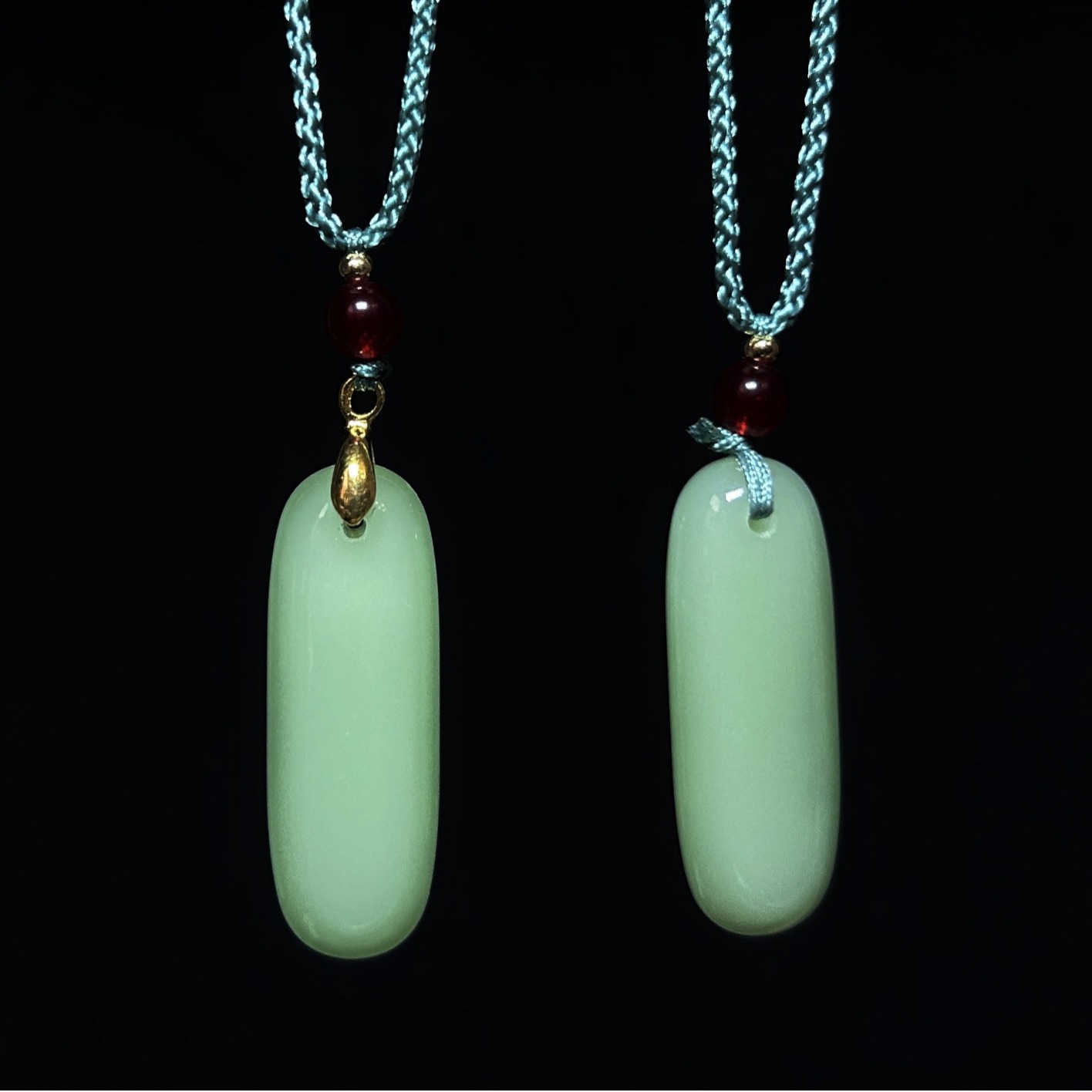 Natural Hetian Jade Pendant Small Green Strip Peace Amulet Necklace Live Streaming Promotion National Style Pendant