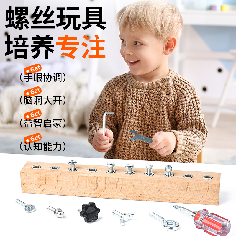 Montessori Early Education Wooden Toys Screw Dismounting Tools Use Exercise Cognitive Toys Kindergarten Small Class