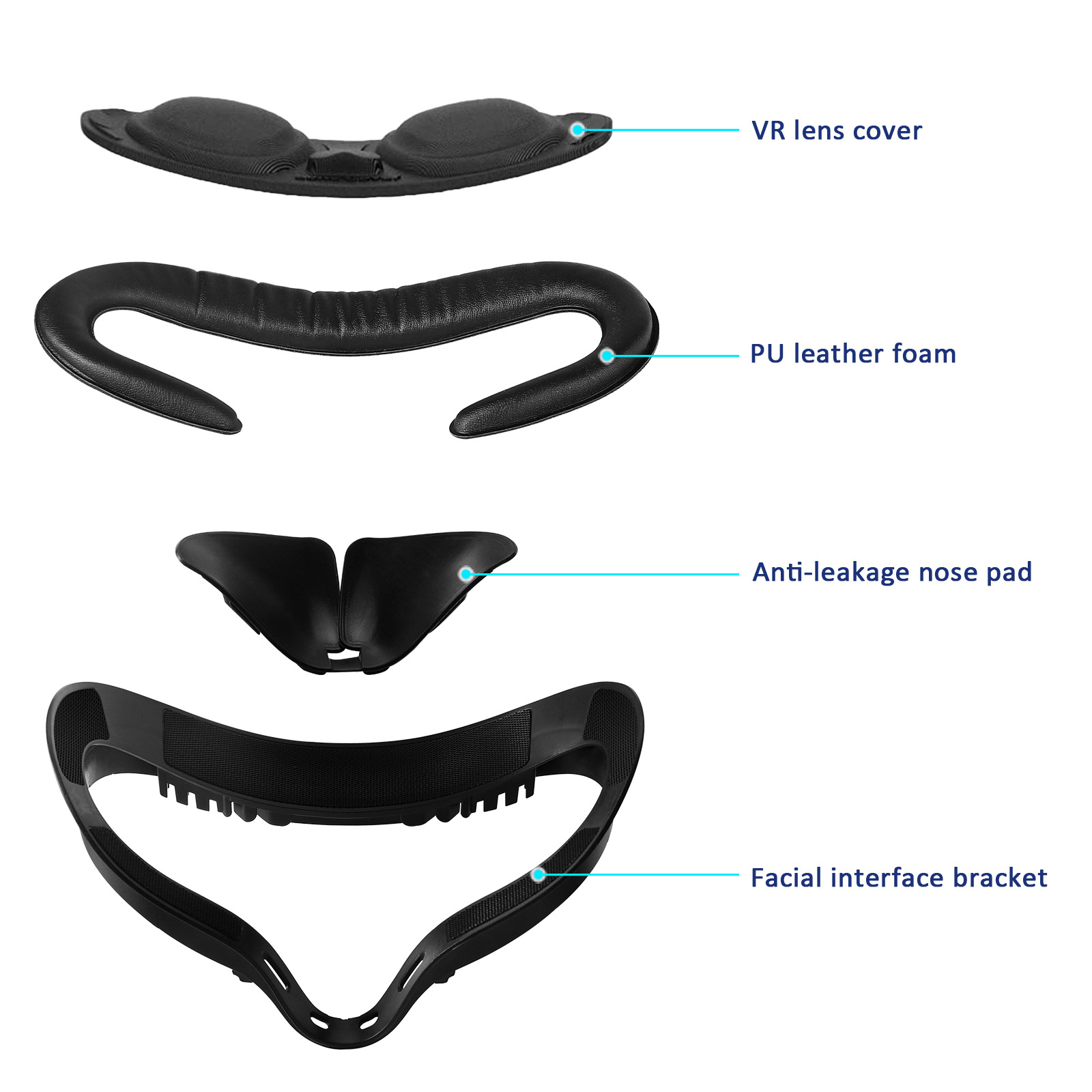 Suitable for Oculus quest 2 accessories replacement mask leather eye mask shading mask breathable VR wide glasses