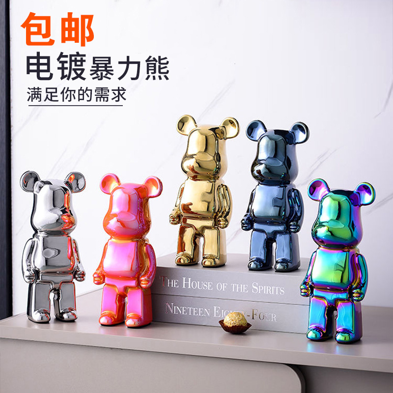 Большие орнаменты медведей, трендовые игрушки Kaws, декор для ТВ-кабинета