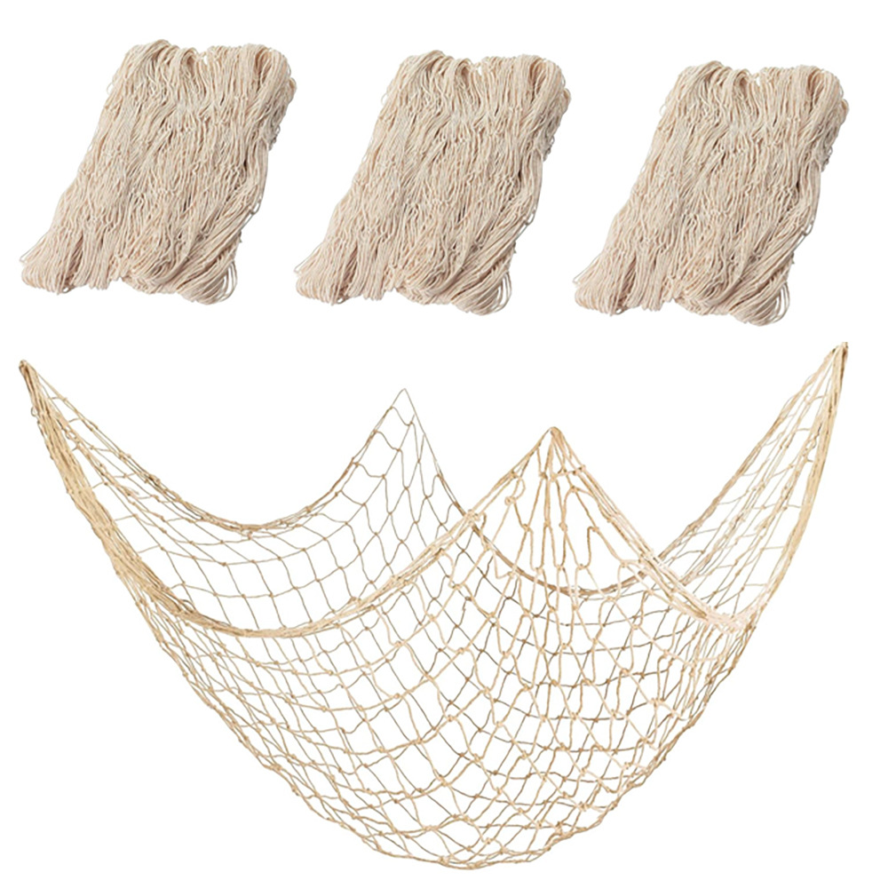 Mediterranean decorative fishing net thick line cotton and hemp rope shell net kindergarten background wall creative photo decorative hanging net