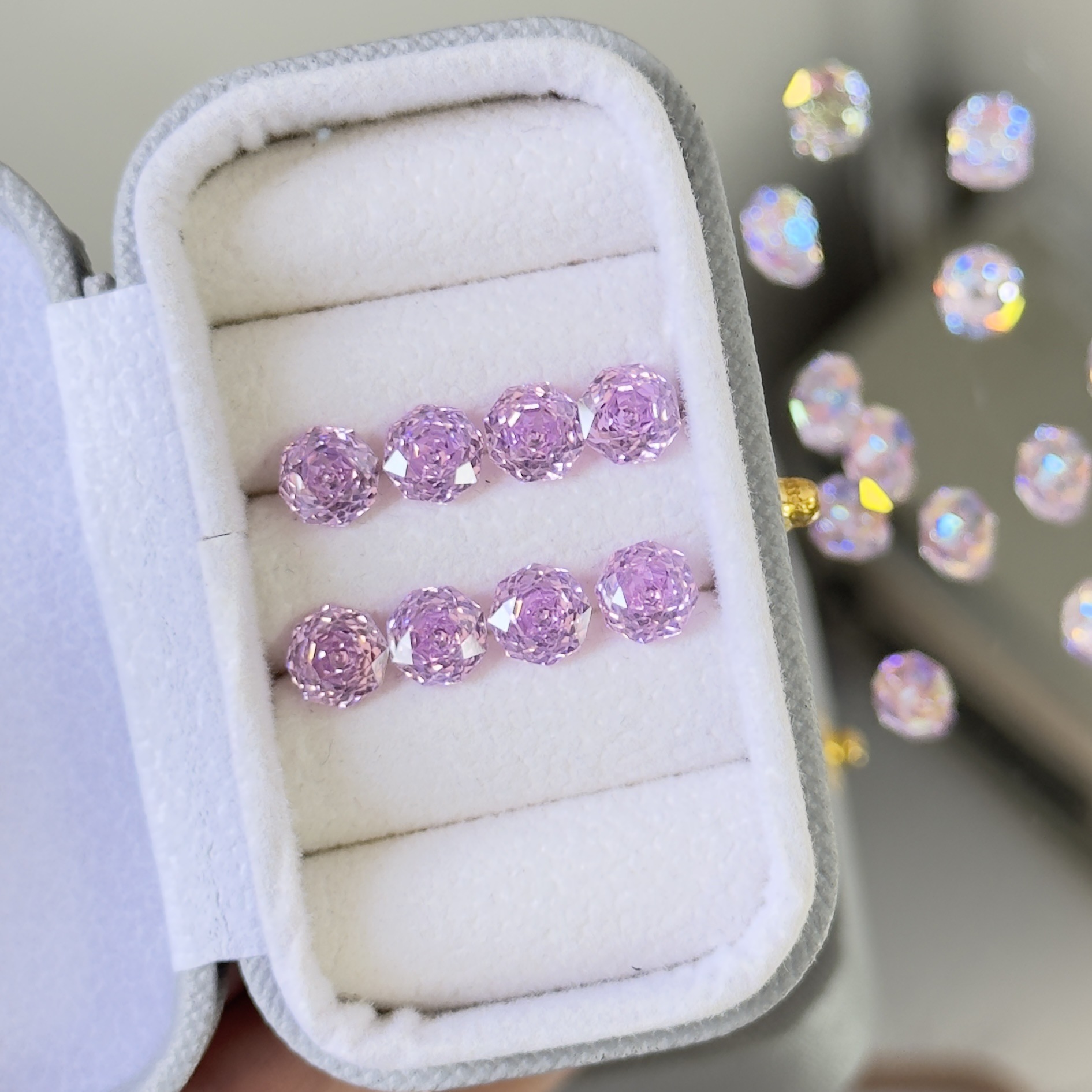 Millennium Rose Cut Color Plated Zircon Octagon Factory Direct Supply Nail Earrings Naked Stone