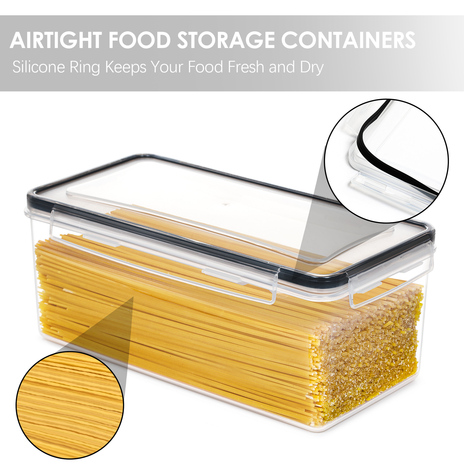 Cross-border hot grain storage jar kitchen large rice bucket storage box noodle box plastic transparent sealed jar