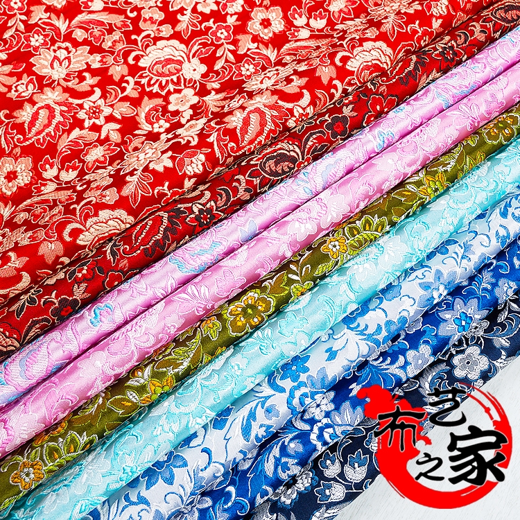 Satin Imitation Silk Fabric Ancient Costume Cheongsam Hanfu Children's Clothing Silk Fabric DIY Handmade Gold Bag Brocade Fabric