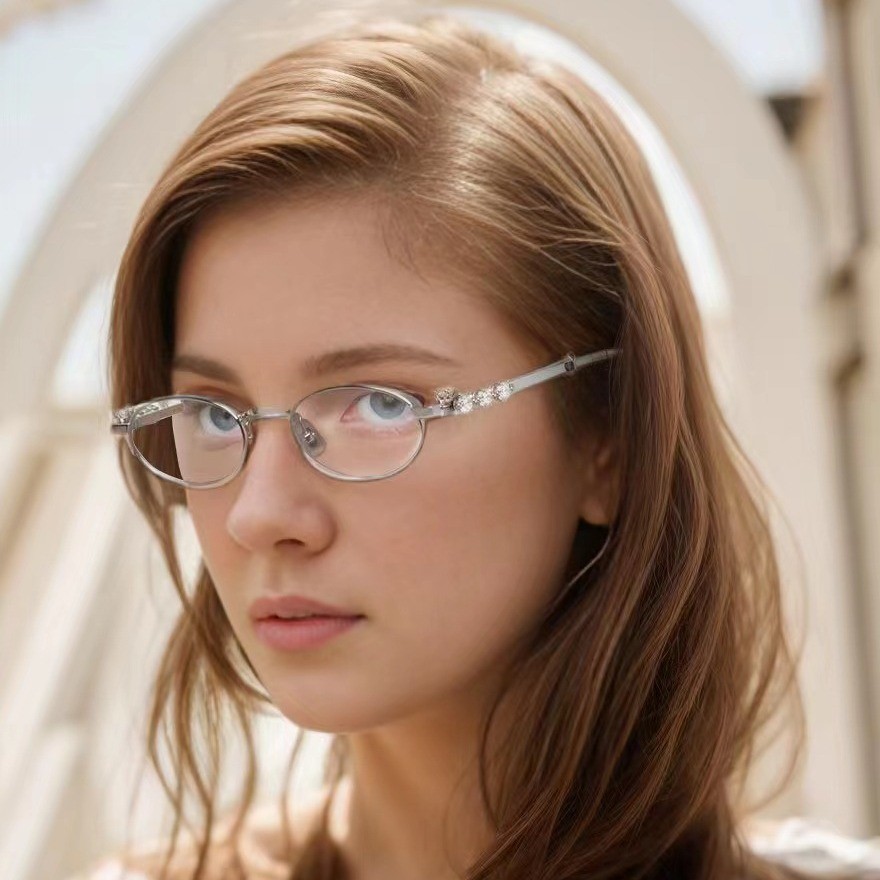 25 New Y2K Medieval Style Heavy Industry Diamond Fashion Metal European and American Style Sunglasses Anti-Blue Light Flat Glasses