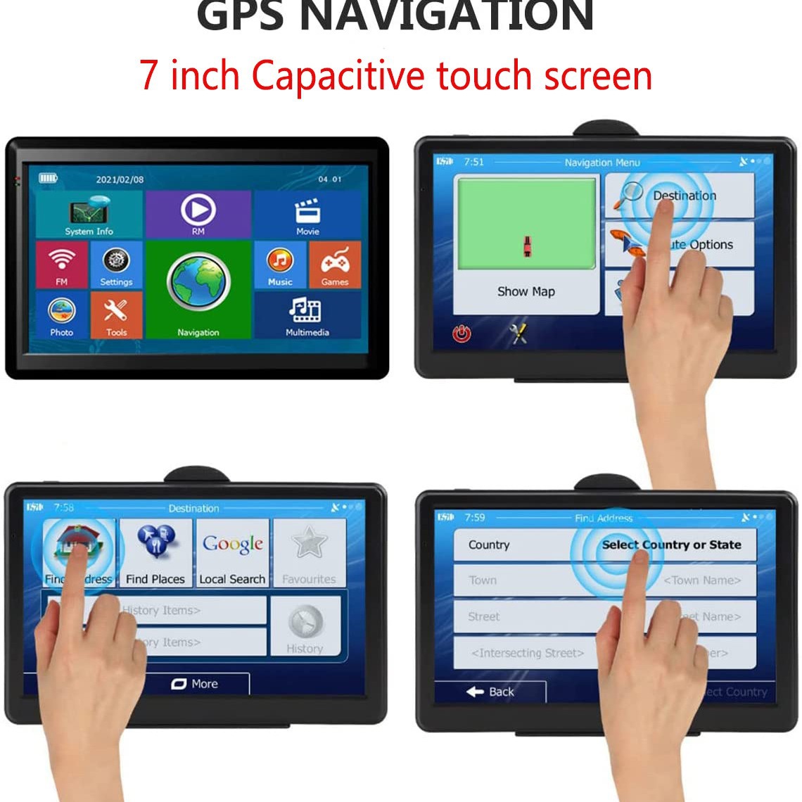 Cross-border foreign trade e-commerce 7-inch portable car GPS navigator capacitive screen 8G 256M Europe and the United States