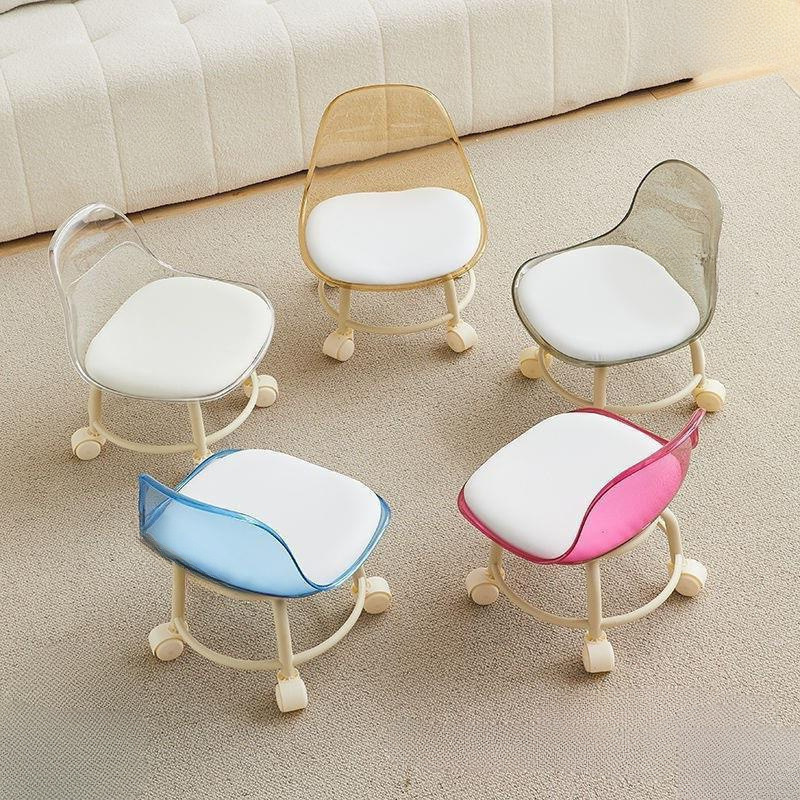 Acrylic small stool mute children's toddler stool with universal wheel Internet-famous small chair pulley low stool beautiful sewing stool