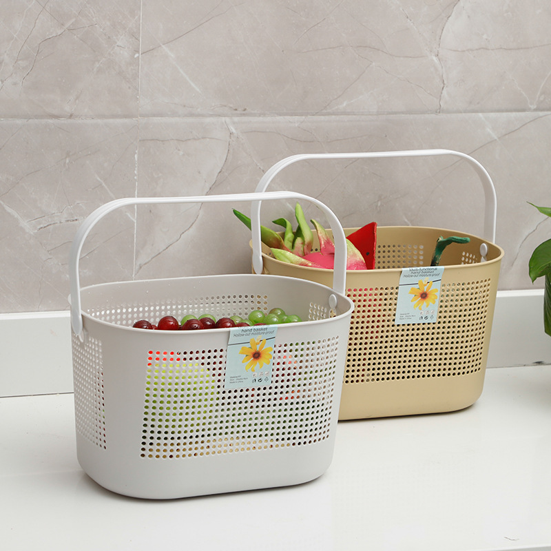 9042 Hand Basket Multifunctional Plastic Basket Hollow Design Storage Basket