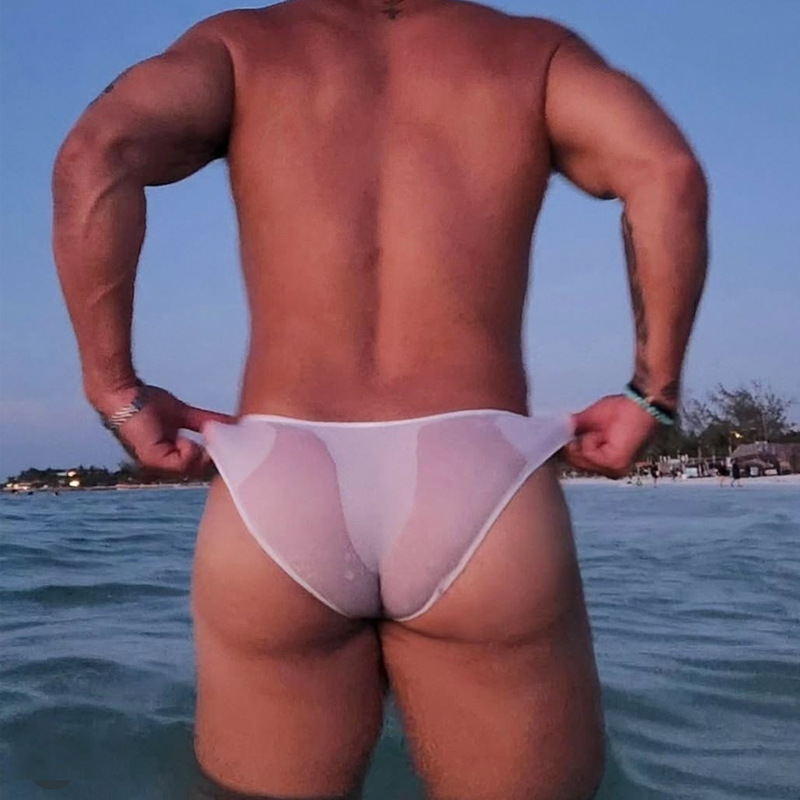 ADANNU new men's underwear modal briefs simple thin summer low waist sexy U convex underwear AD314