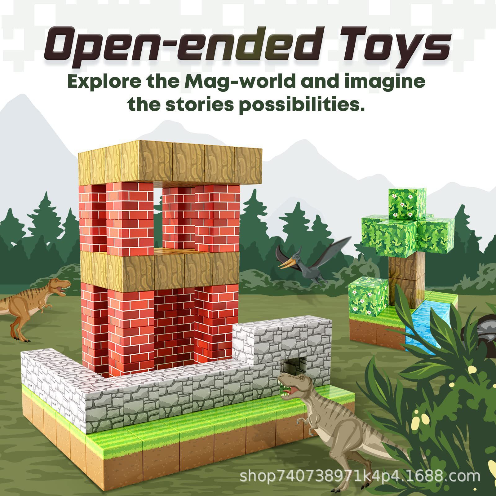 Cross-Border Amazon Original Forest Series My Magnetic World Cube Mc Assembly Construction Educational Kidsren's Gift