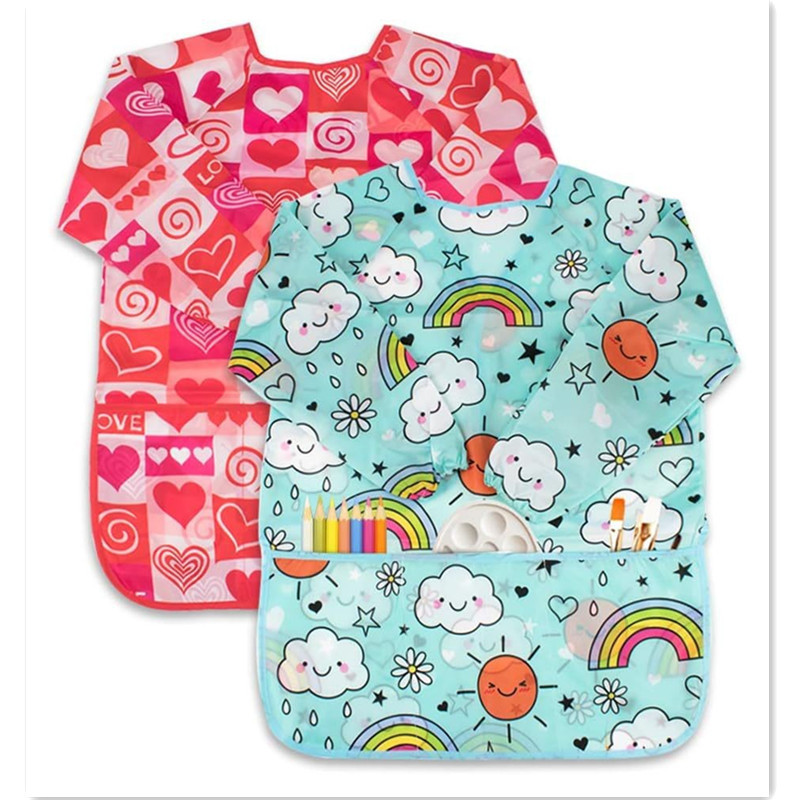 Cross-border factory children's apron art painting kindergarten painting clothes waterproof coverall baby anti-wear eating clothes