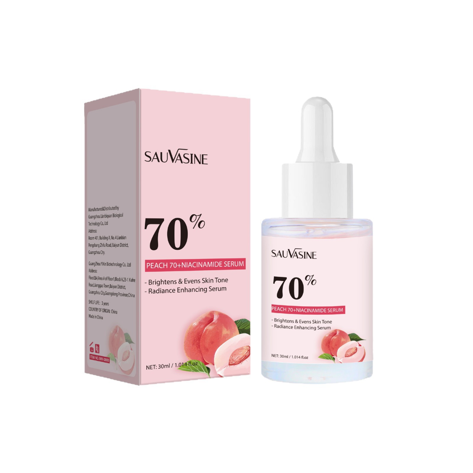 Cross-Border Peach 70% Niacinamide Essence Hydrating and Moisturizing Essence to Reduce Fine Lines Essence Liquid