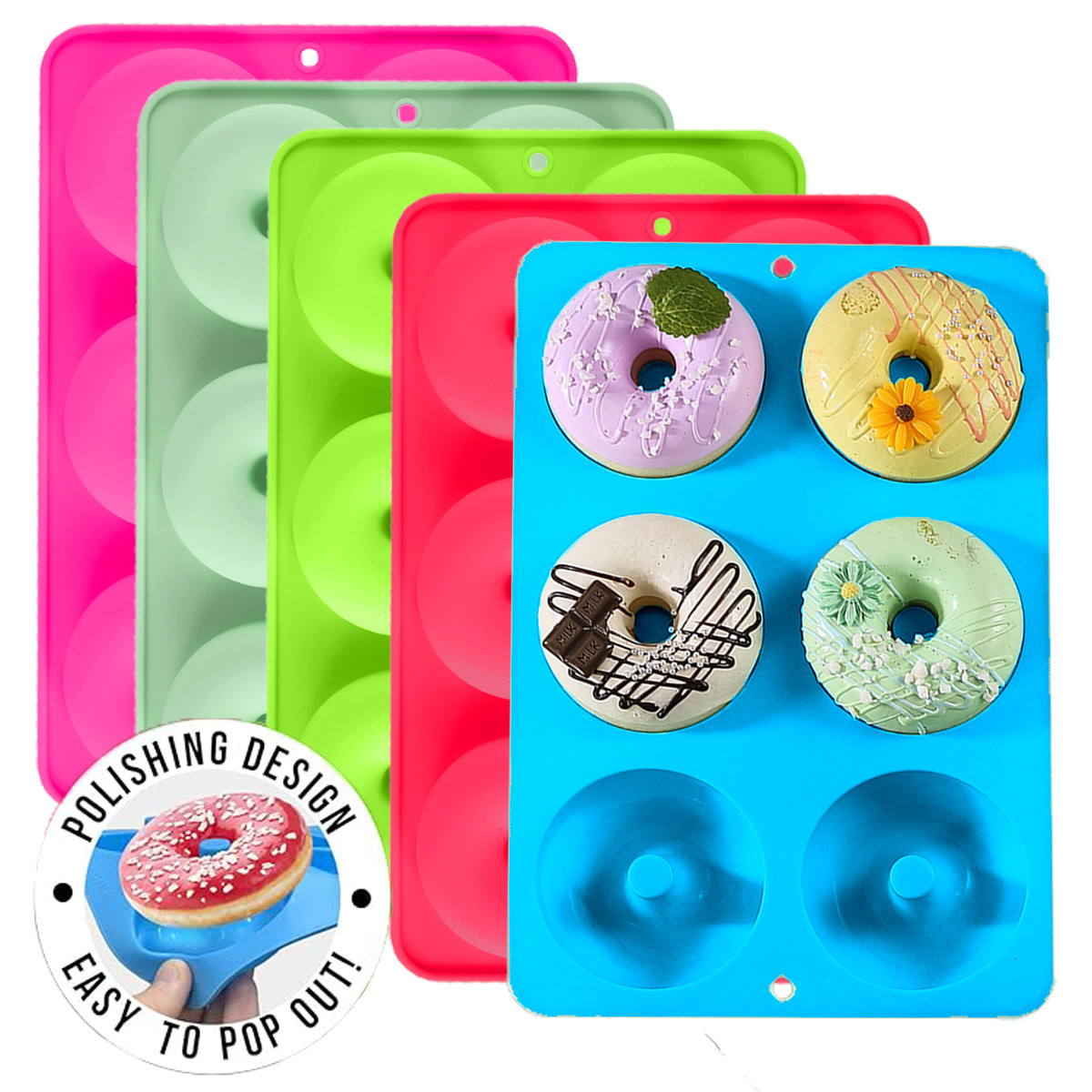 Форма для пончиков из силикона 6-камерная в наличии, выпечка может быть отправлена от имени клиента