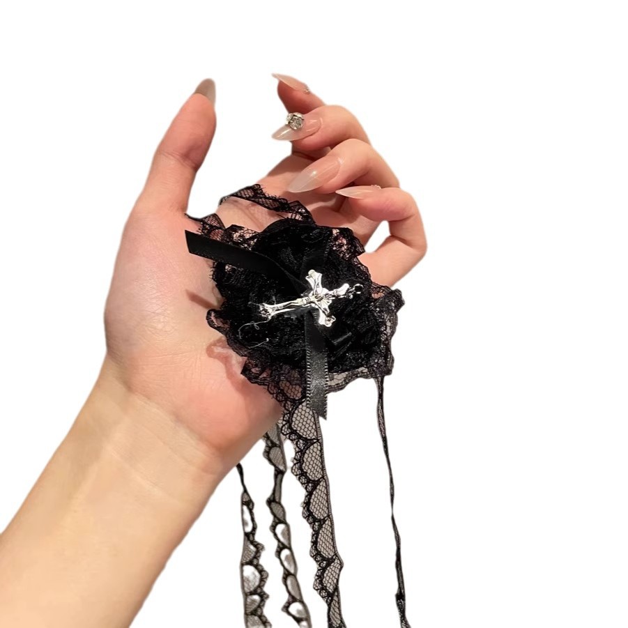 Halloween Nuns Eye Mask Cos Props Lolita Headwear Lace Mask Dark Wind Hair Accessories Ambience Sense Decoration