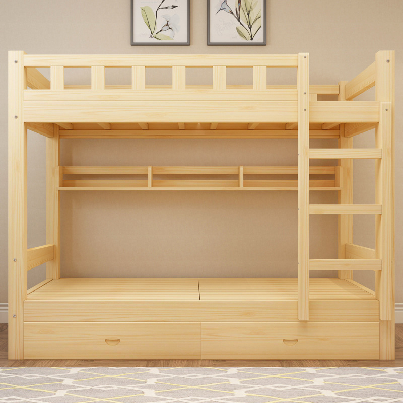 Solid Wood Upper and Lower Bunk Student Dormitory Bed Pine Bed Economical Mother Bed Modern Simple High and Low Bunk Bed Manufacturers