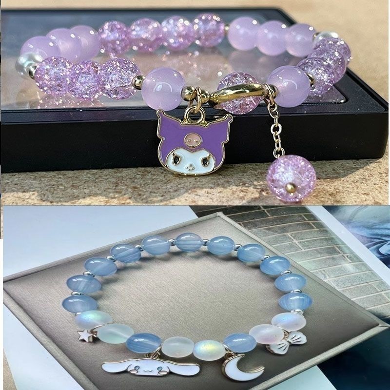 Sanrio melody primary school students hand beaded crystal bracelet ins niche design jewelry 520 gift for girls