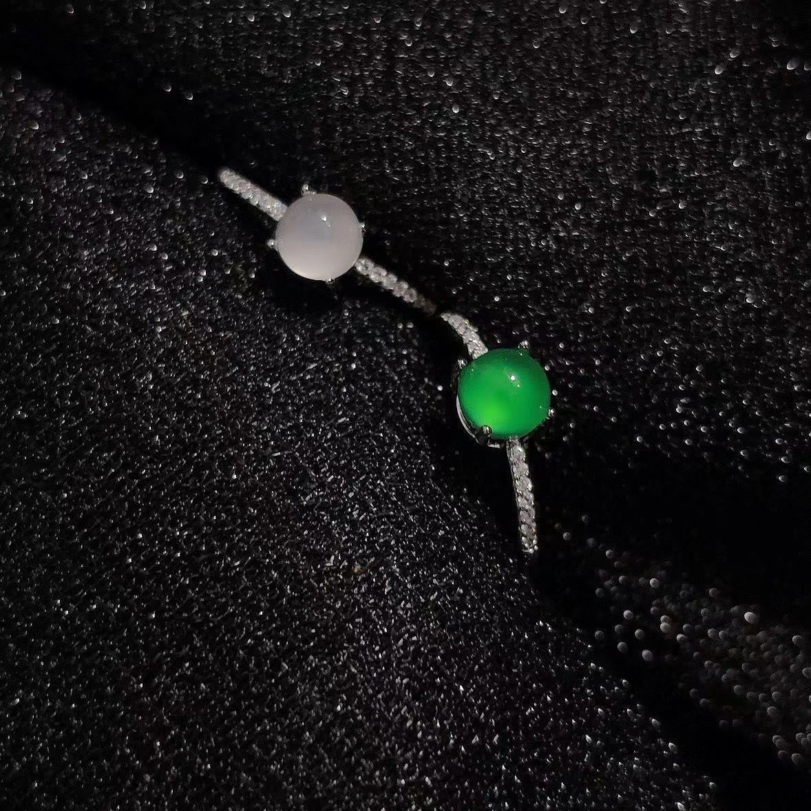 High Ice Silver-Plated Inlaid White Chalcedony Women's Ring Simple and Exquisite Agate Women's Jade Ring Gift Live Broadcast