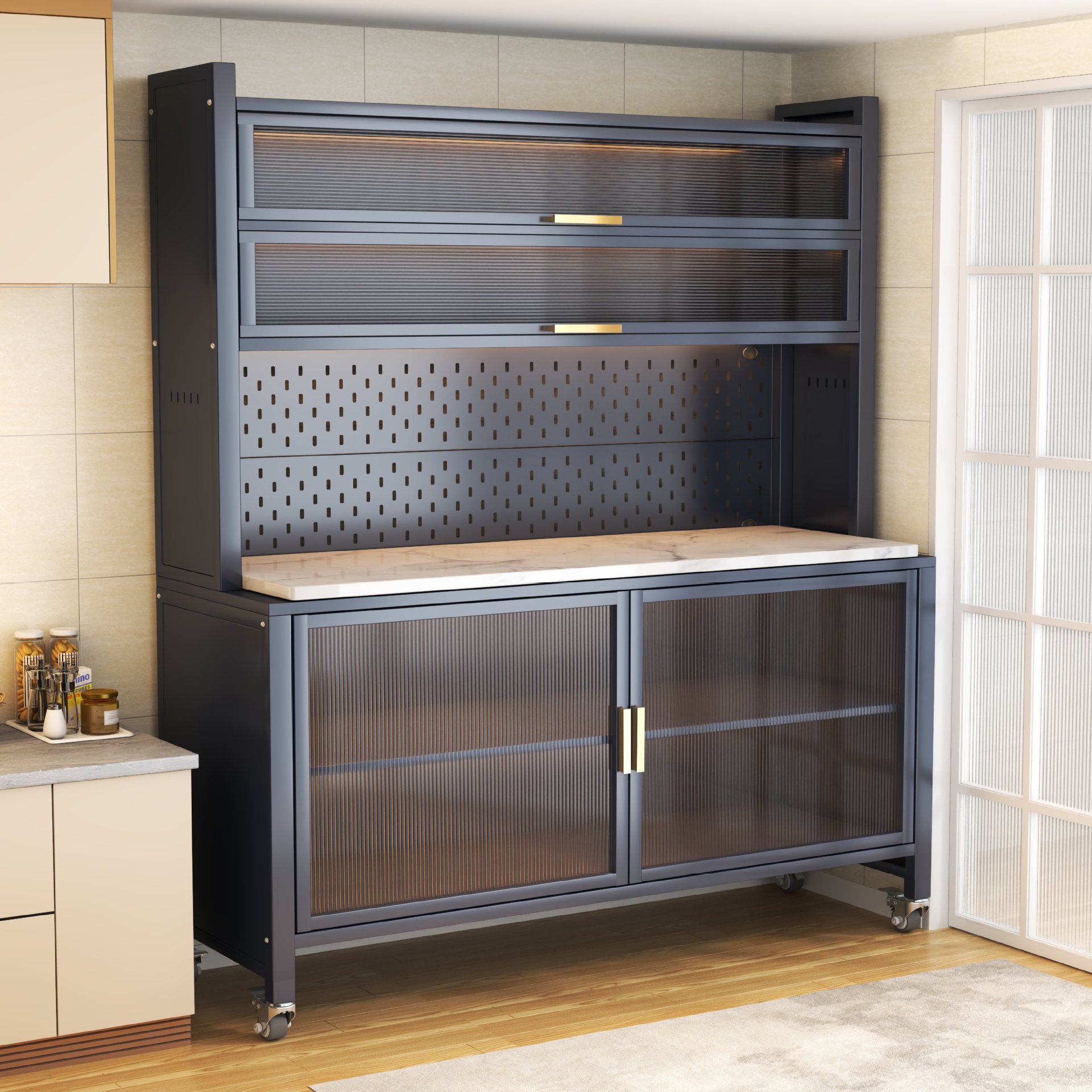 Кухонный многофункциональный шкаф Сланцевый боковой шкаф Пылезащитный шкаф Многоуровневый шкаф для закусок