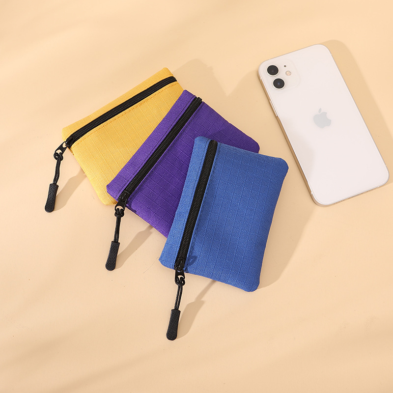 [in stock wholesale] 2024 new ladies Oxford cloth solid color mini zipper coin purse cross-border key bag