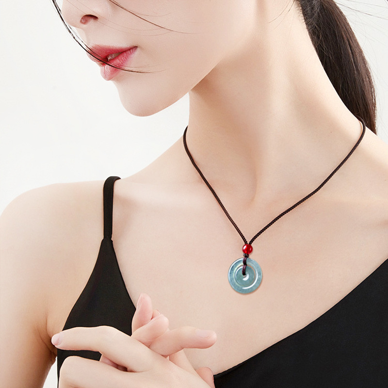 Natural A goods jade blue water peace buckle buckle jade pendant pendant for men and women jade pendant wholesale