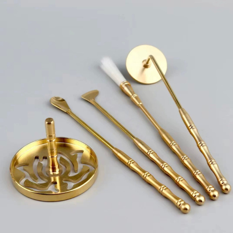 Pure Brass Incense Dao Appliance Starter Set Incense Seal Tool Incense Ash Press Powder Incense Seal Appliance Incense Spoon Shovel Incense Seal