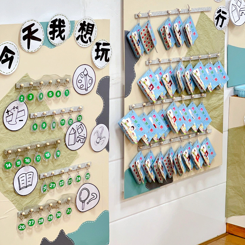 Kindergarten area entry card I want to play wall ring material listing bracelet rule card hook drinking area corner