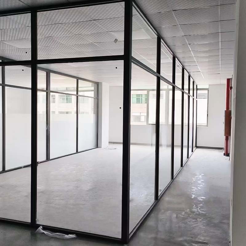 Foshan Office Glass Partition Wall Aluminum Alloy Screen Partition Bedroom Hollow Single Glass Living Room Glass Partition
