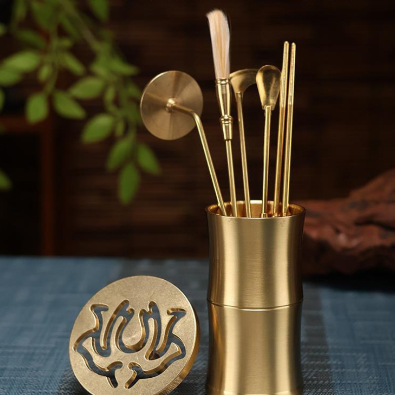 Pure Brass Incense Dao Appliance Starter Set Incense Seal Tool Incense Ash Press Powder Incense Seal Appliance Incense Spoon Shovel Incense Seal