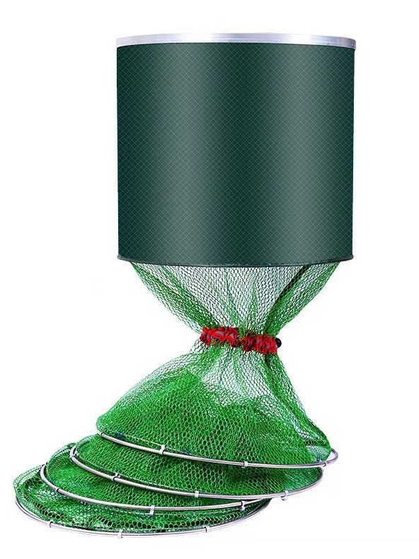 Source Manufacturer Wholesale Double-Circle Fish Protection Stainless Steel Ring Fish Protection Universal Black Pit Quick-Drying Fishing Protection Platform Fishing Net Bag Supplies