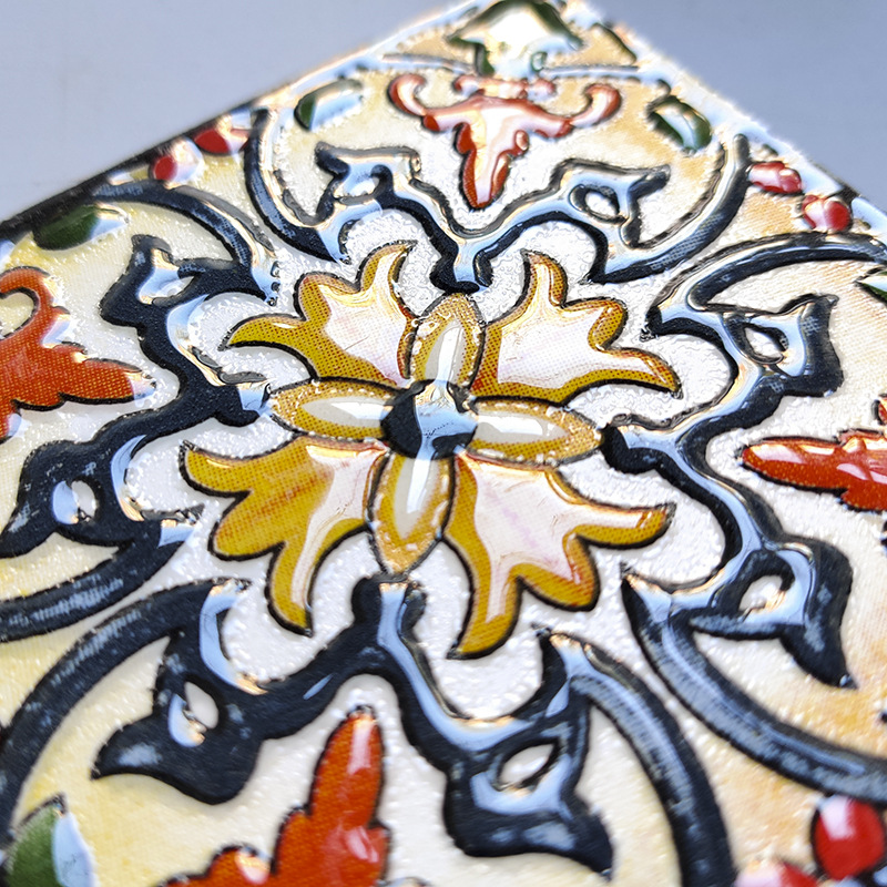 Glazed small tiles 100x 100 retro American pastoral waist line tiles kitchen bathroom background wall modeling flower pieces