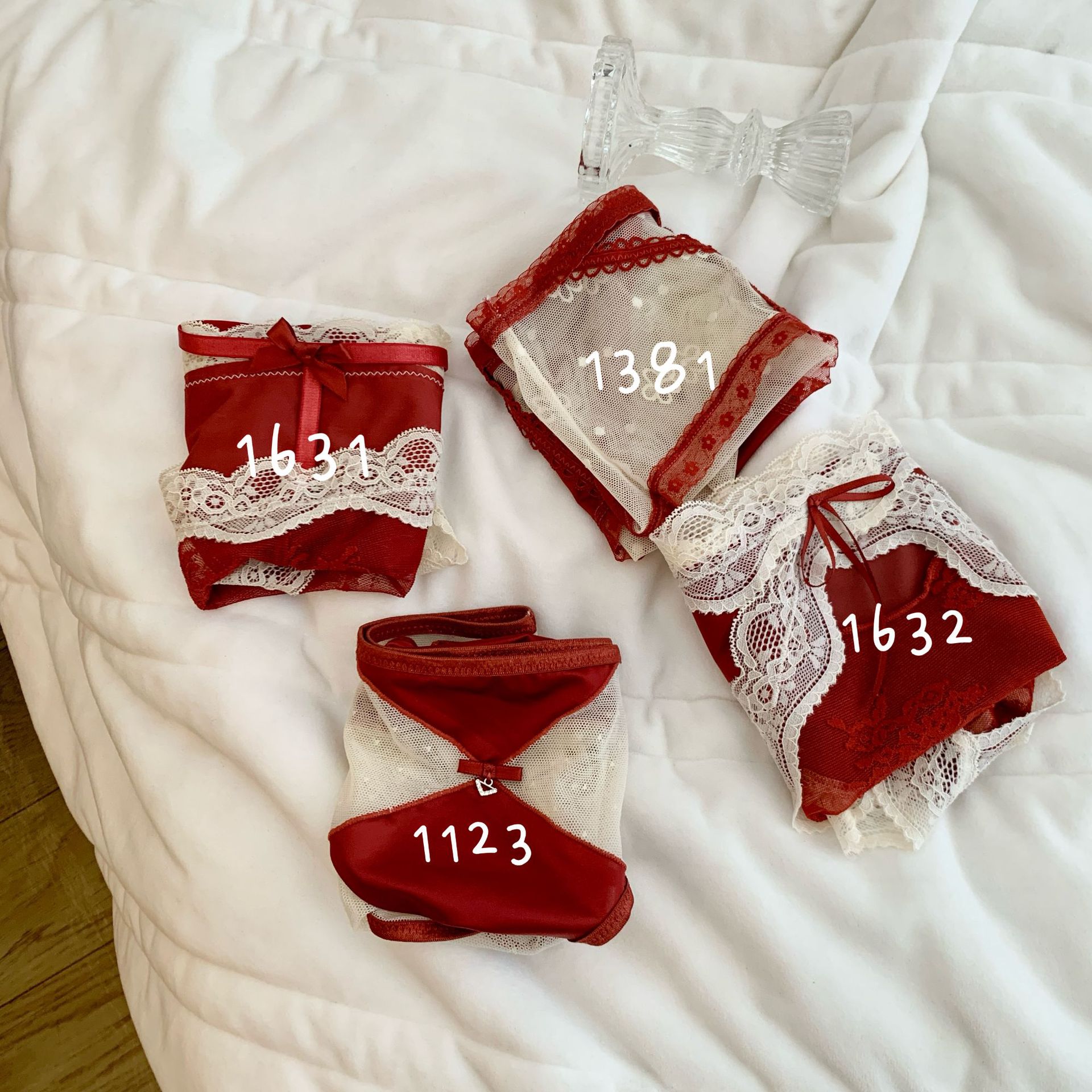 Ancora red underwear women's wedding year satin sexy lace beautiful hip girl briefs 2024 new