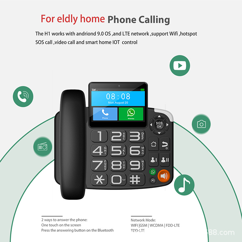 4G card dual-card touch screen phone landline Android system, video call WeChat elderly machine home use