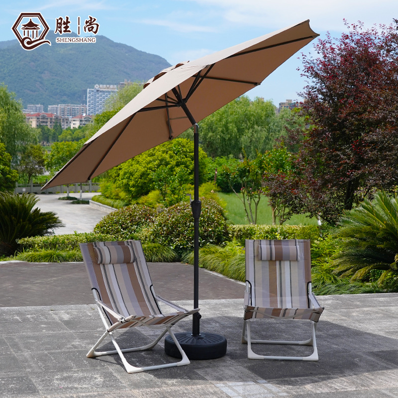 Outdoor Parasol Garden Leisure Middle Column Umbrella Large Camping Courtyard Half Umbrella Outdoor Cafe Stall Tables and Chairs