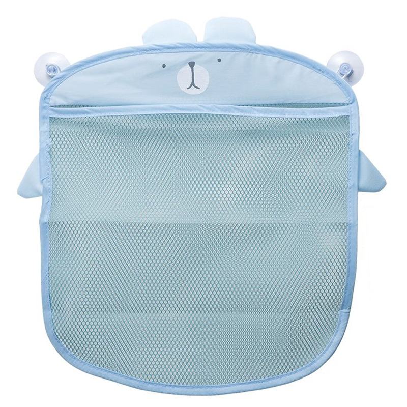 Children's Bath Toy Storage Mesh Bag Toy Bag Waterproof Drain Cartoon Cute Duck Baby Bathroom Hanging Bag with Suction Cup