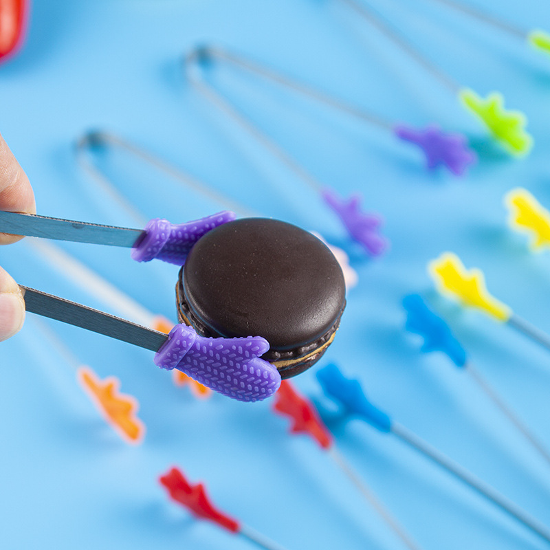 New creative silicone food clip ice clip casual stainless steel mini food clip snack dessert cube sugar clip