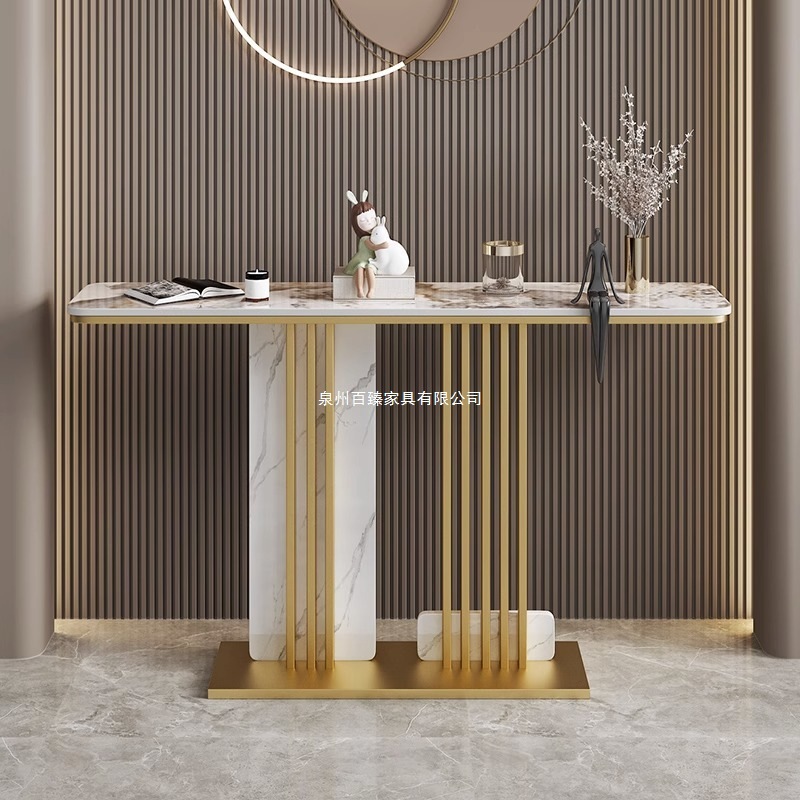 New Slate Creative Entryway Table, Minimalist Entryway Cabinet, Wall-Mounted Semi-Circular Marble Console, Light Luxury